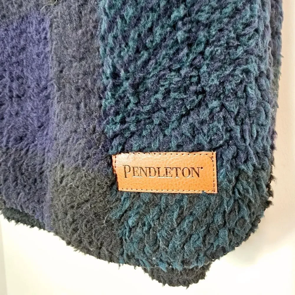 NWT Pendelton Plaid Throw Blanket Navy Green 50  x 70
